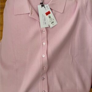 Dynamite Light Pink Button-Up Collared Cardigan
